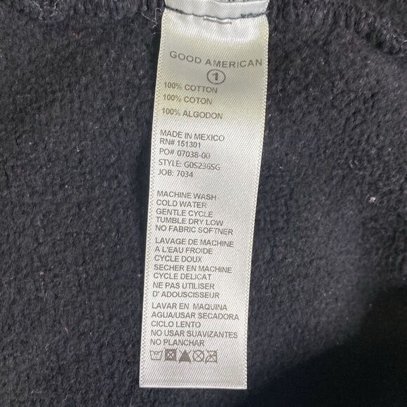 Good American So Good Black Cotton Fleece Boyfriend Oversized Sweatshirt 1 Small - Picture 5 of 6